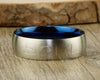 Handmade Blue Customized Matte Wedding Band, Men Ring,