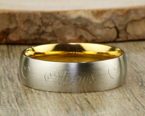 Handmade Gold Customized Matte Wedding Band, Men Ring