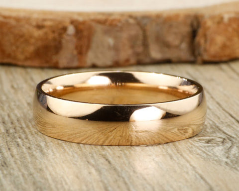 Handmade Rose Gold Customized Dome Plain Matching Wedding Band