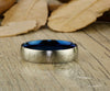 Handmade Blue Customized Elvish Tengwar Matte Wedding Band, Men Ring Couple Ring, Titanium Ring, Anniversary Ring