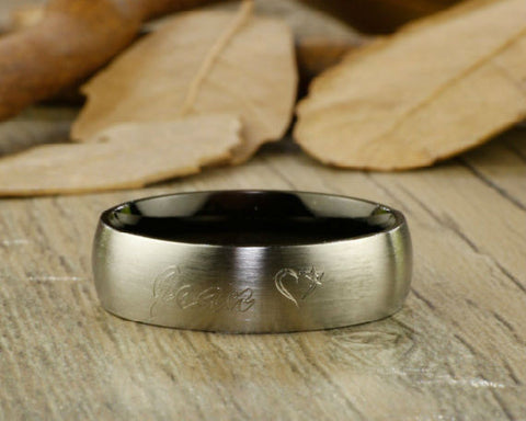 Handmade Black Customized Dome Matte Wedding Band, Men Ring, Couple Ring, Titanium Ring, Anniversary Ring