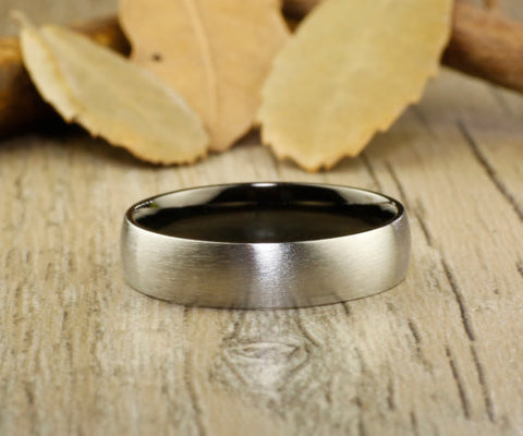 Handmade Black Dome Matte Wedding Band, Women Ring, Couple Ring, Titanium Ring, Anniversary Ring, Bridal Ring, Promise Ring